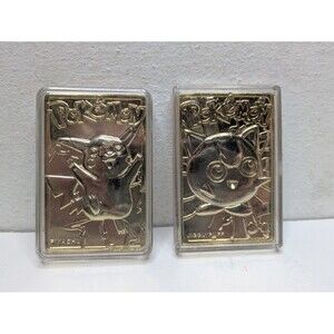Burger King x Pokemon 23 Karat Gold Plated Trading Card JIGGLYPUFF + PIKACHU 99